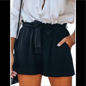 Navy Blue Lenin Belted Shorts